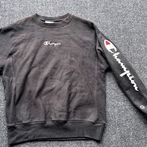 VTG Champion Reverse Weave Crewneck Pullover Sweatshirt Logo‎ Black Mens Medium